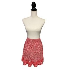 Ava Christine A-line red paisley and floral miniskirt